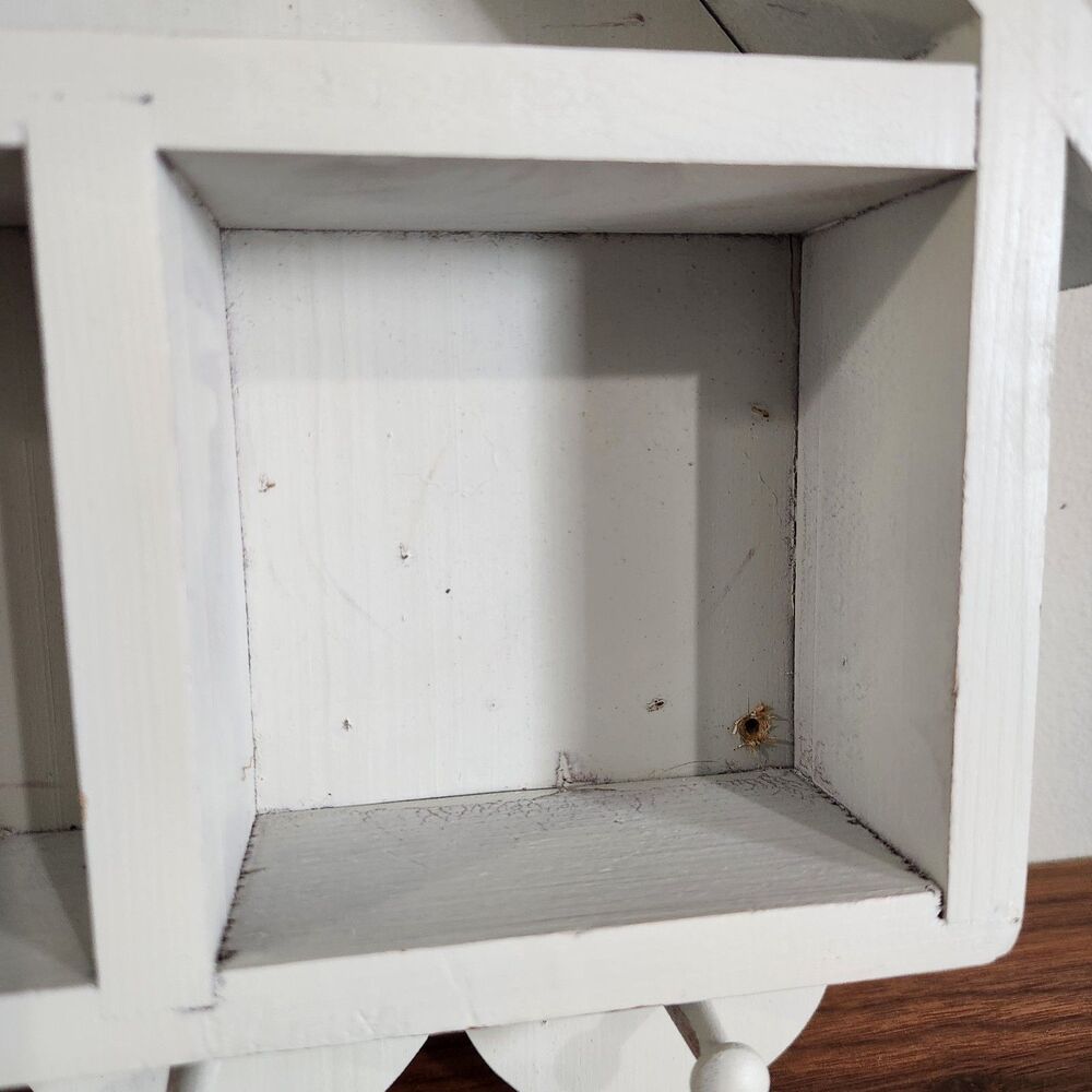 Vintage Wood House Shaped Wall Shelf Trinket Curio Cottagecore Decorative Hooks - Picture 4 of 13